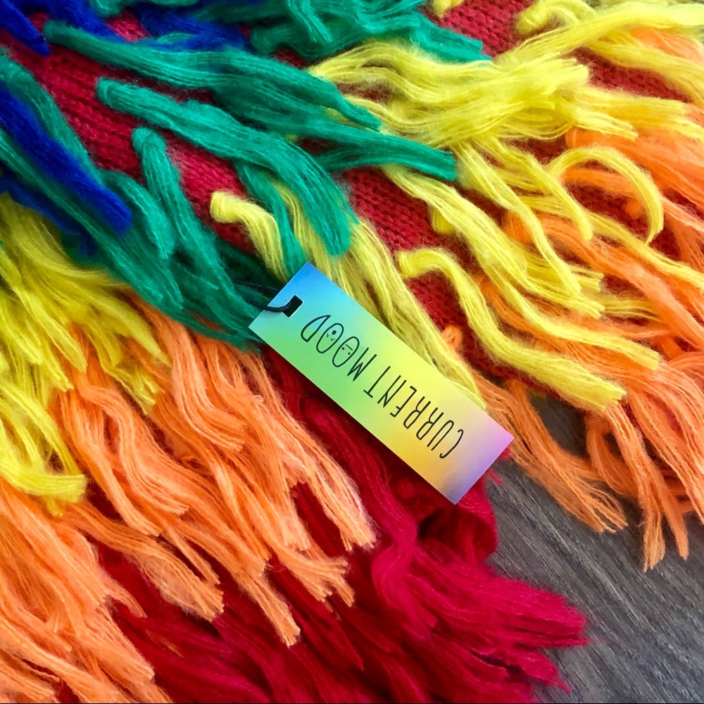 🆕 Dolls Kill 🌈 Rainbow Shaggy Fur Cardigan - Picture 6 of 7